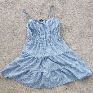 Blue Floral Kids Casual Dress